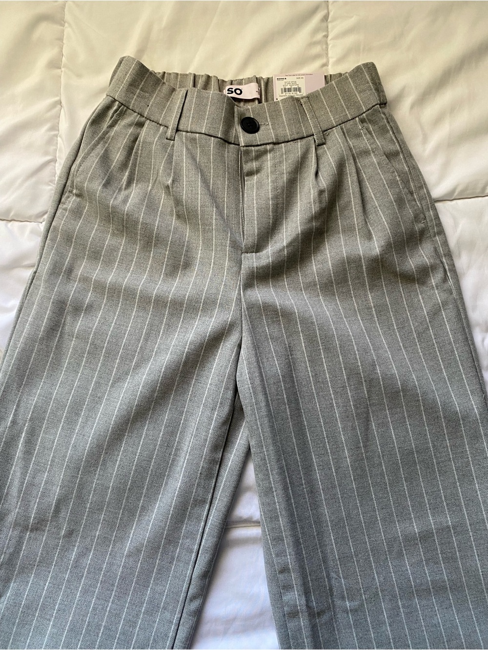SO Gray Pinstripe Women’s High Waisted Trousers XS